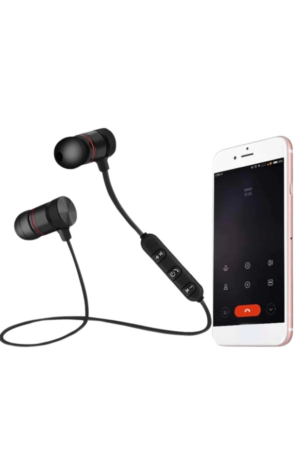 Sports Mıknatıslı Siyah Bluetooth Kulaklık Kablolu Uzun Pil Ömrü - 2