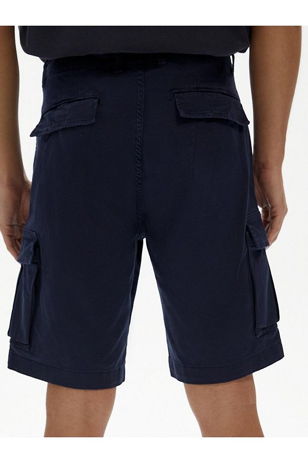 Basıc Gabardin Regular Kargo Lacivert Şort - 3