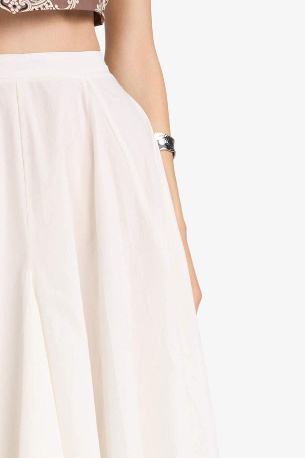Afra x DeFacto A Kesim Normal Bel Astarlı Poplin Maxi Etek F7388AX25SM - 8