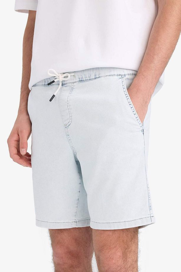 Regular Fit Beli Lastikli Rahat Kalıp Jean Bermuda Şort E4554AX25SM - 3