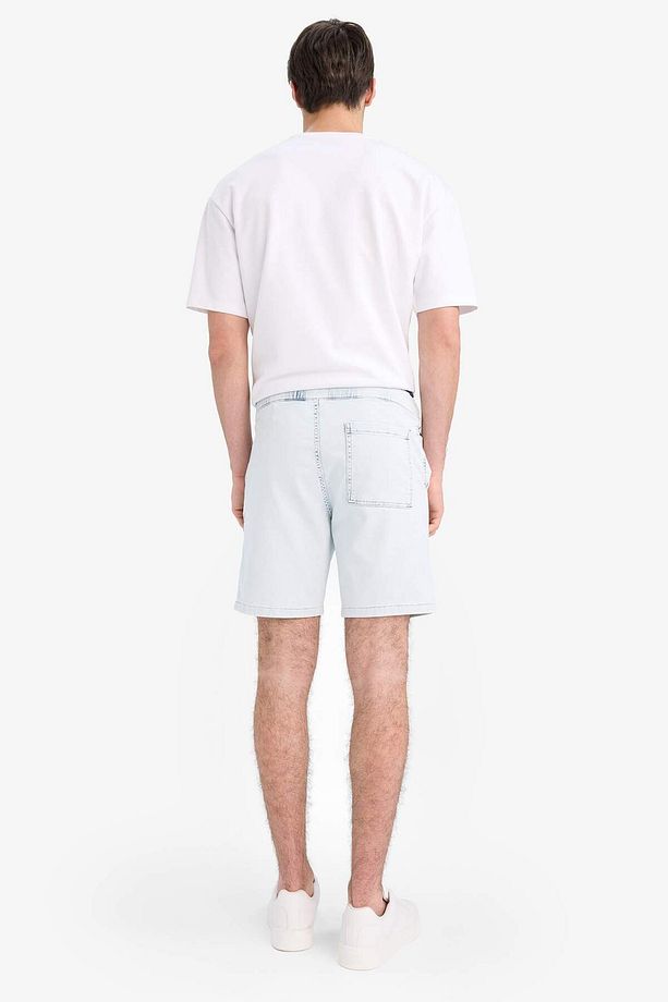 Regular Fit Beli Lastikli Rahat Kalıp Jean Bermuda Şort E4554AX25SM - 4