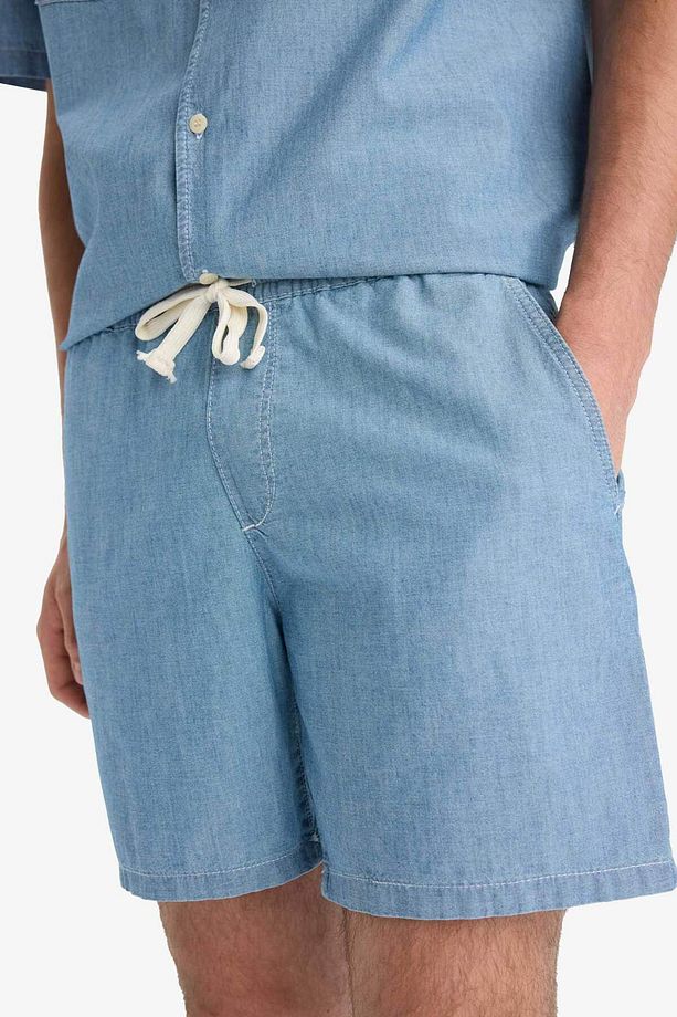 %100 Pamuk Yazlık Beli Lastikli Relax Fit Rahat Jean Bermuda Şort F5594ax25sm - 6