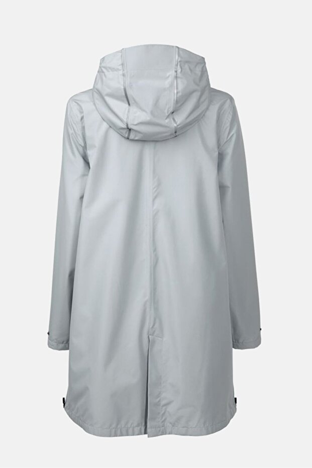 Women Hooded Solid Rain Jacket, Grey - 2