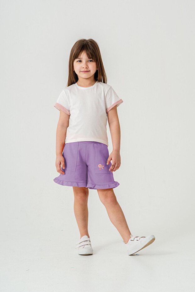 Floral Embroidered Girl's Shorts