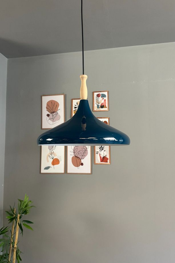 Champion Gece Mavisi R Ahşap Tekli Avize Sarkıt Salon Mutfak Cafe Butik Lamba Aydınlatma Avizeler - 1