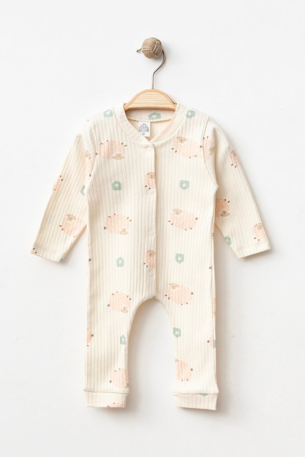 Baby Lamb and Heart Pink 3-6-9 Months Cotton Cuffless Romper Newborn Hospital Take-Home Baby Clothing
