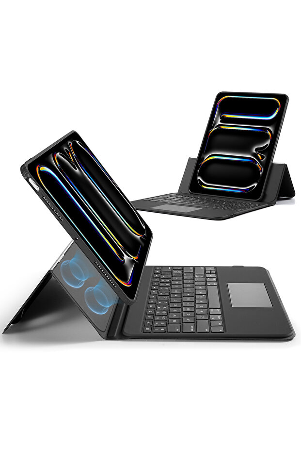 حافظة لوحة مفاتيح Ascend مع حامل بزاوية 15°-180° لجهاز iPad Pro 13 2024 أسود