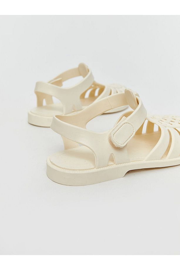 LCW STEPS Ekru Cırt Cırtlı Kız Çocuk Sandalet - 5