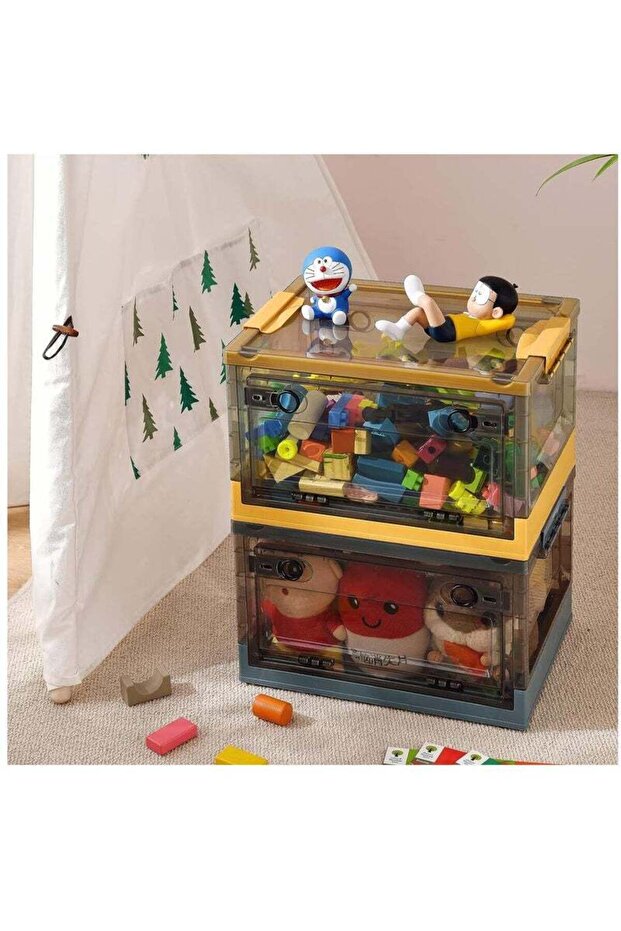 20L foldable transparent storage box,large capacity,BPA free,with locking lid and removable wheels - 8