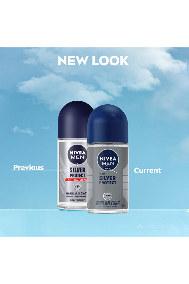 NIVEA MEN Silver Protect, Antiperspirant for Men, Antibacterial, Roll-on 50ml - 6