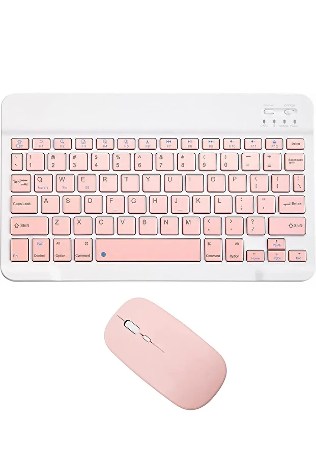 Bluetooth Kablosuz Klavye Ve Mouse Set Uzun Pil Ömrü, Eşleşmeli, Android/iOS/Windows Uyumlu Pembe - 1