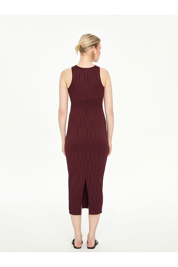 Halter Yaka Dokulu Elbise - 4