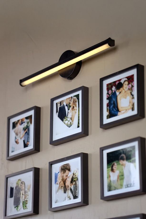 Yapışkanlı 9V Pilli LED Siyah Gün Işığı Duvar Aplik 34 cm Tablo Ayna Üstü Dekoratif Aydınlatma - 1