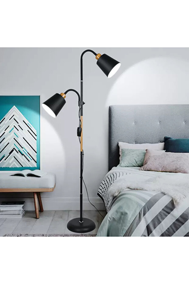 Nordic Luxury Floor Lamp, Dual-Head 3 Lighting Modes 12W E27 Eye-Caring
