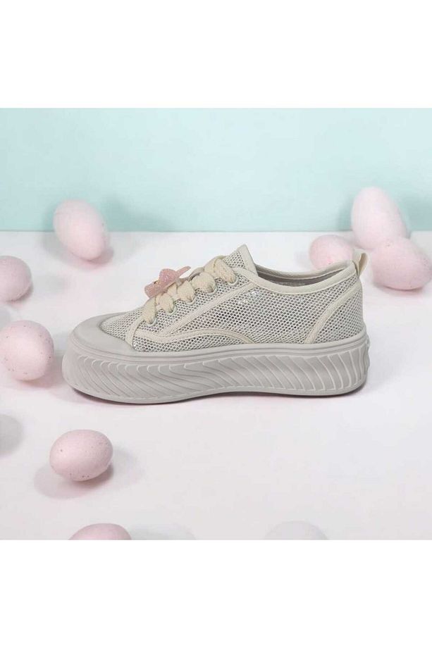 Kadın Triko Fileli Simli Memory Foam Günlük Sneaker Ayakkabı - 3