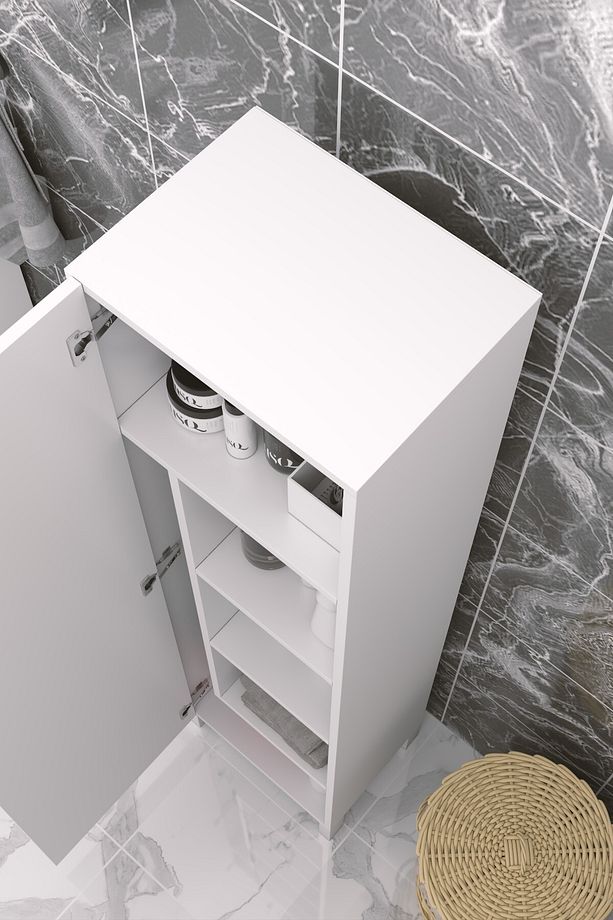 Çok Amaçlı Kapaklı Banyo Dolabı - Yüksek Raflı, Dar Alanlara Uyumlu Depolama Dolabı - 5