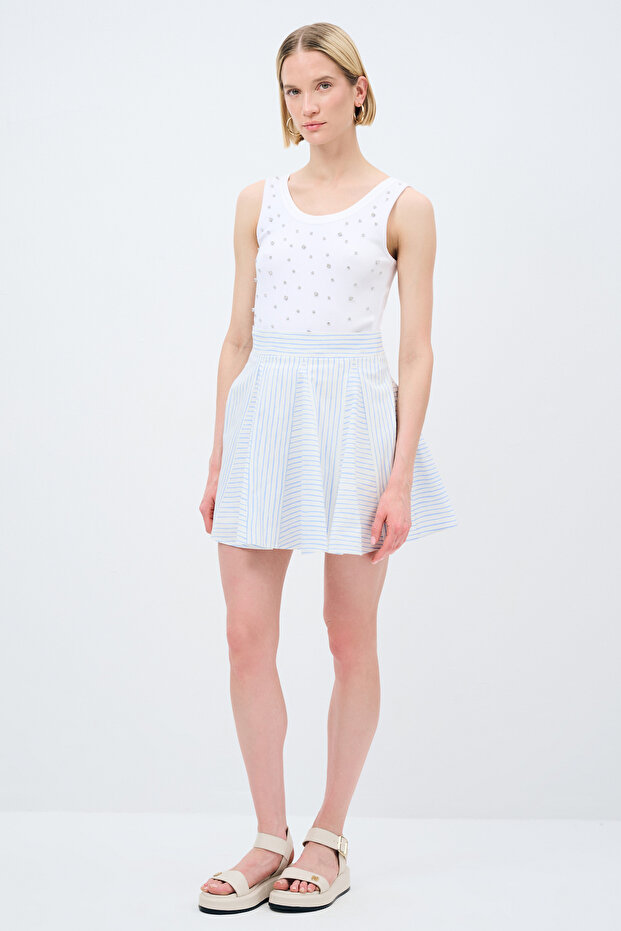 Çizgili Mini Etek - 4