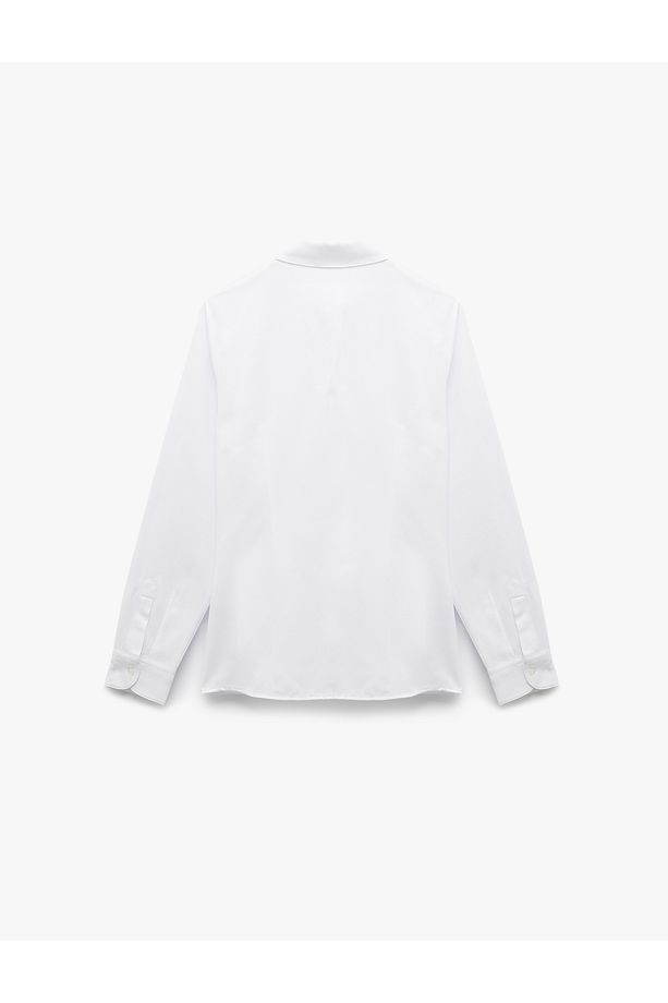 Regular Fit Klasik Yaka Uzun Kollu Poplin Gömlek - 4