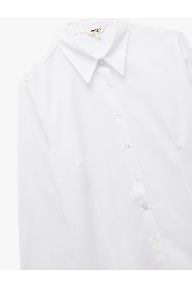 Regular Fit Klasik Yaka Uzun Kollu Poplin Gömlek - 5