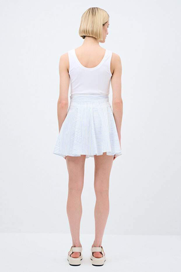 Çizgili Mini Etek - 5
