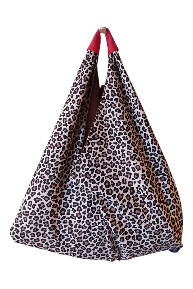 Origamimodel Leopard6 Patterned Beach Daily Women's Shoulder Bag Brown Lined (Large Size)