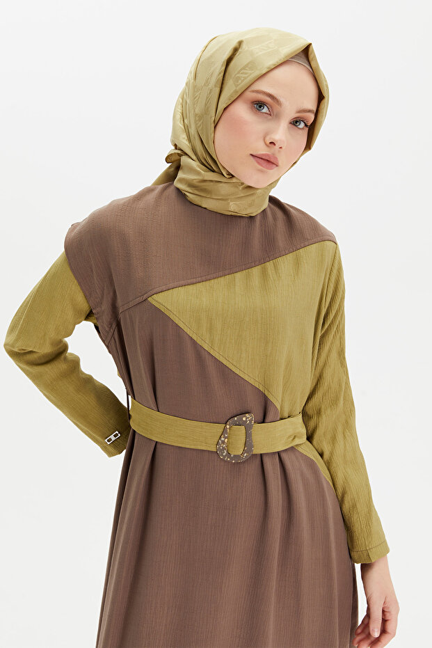 Çift Renkli Elbise - 5