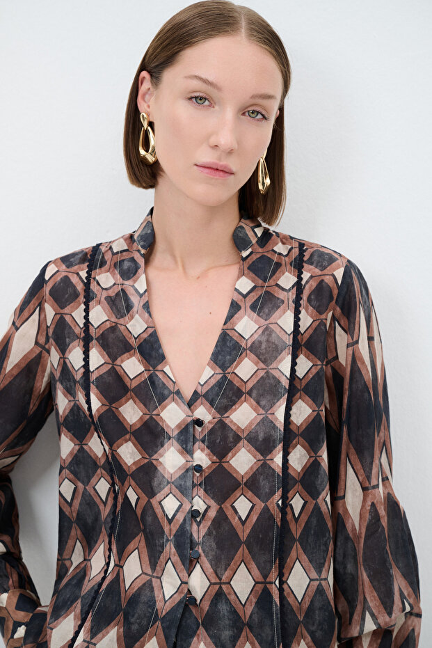 Önü Düğmeli Bluz - 2