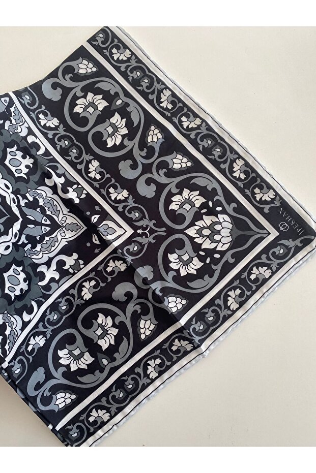 Glazed Pattern Thin Cotton Scarf - 1