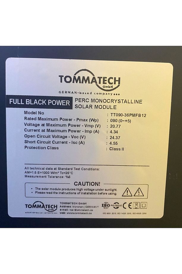 GÜNEŞ PANELİ 90 WATT 12 VOLT MONO KRİSTAL ÖLÇÜLER 674X692X20 CM TT090-36PM12-TOMMATECH - 2