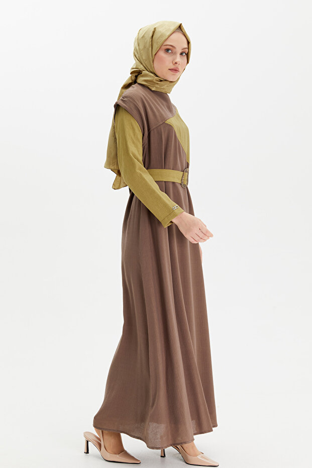 Çift Renkli Elbise - 4