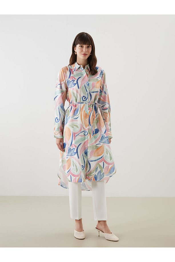 LCW Desenli Oversize Kadın Gömlek Tunik New Season - 1