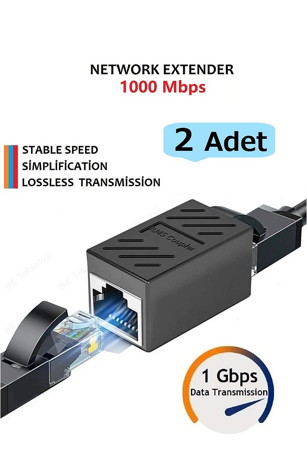 2 Adet Ethernet Kablosu Cat5 Cat6 Uzatma Aparatı RJ45 Birleştirir Ekler - 1