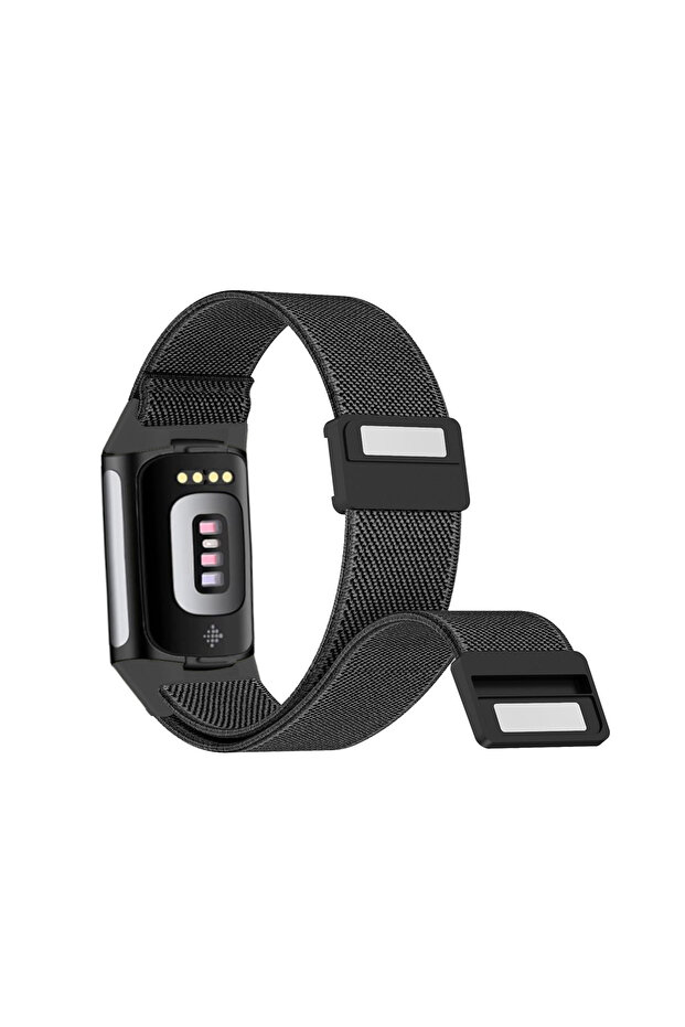 for Fitbit Charge 6 black Magnetic Loop for Charge 6 Bands Nylon Adjustable Replacement Wristbands