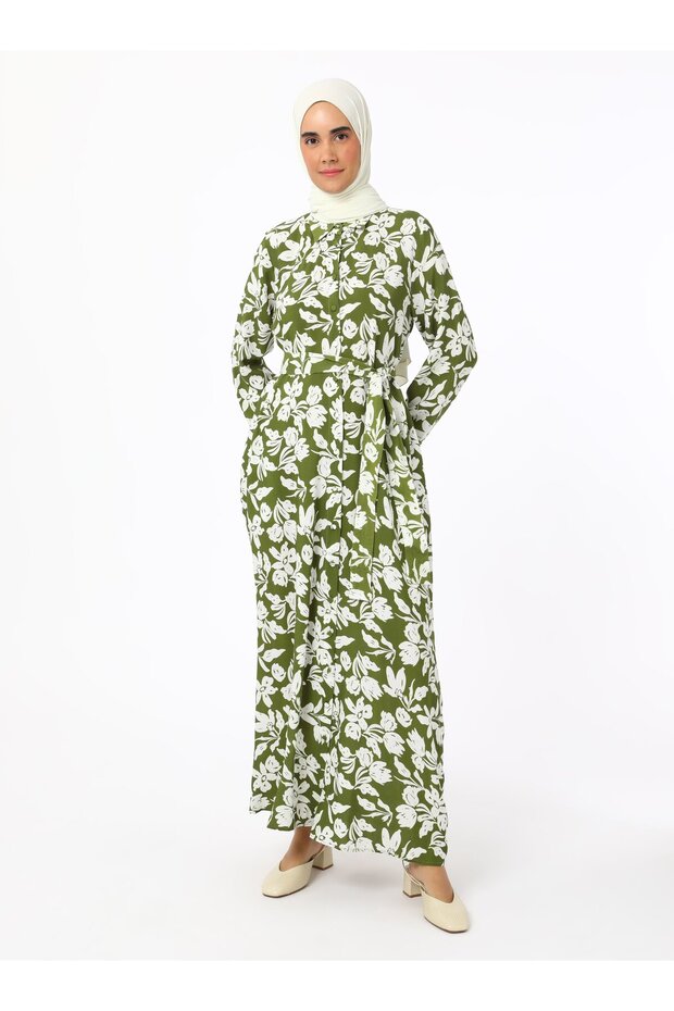 Rochie Hijab Viscos Lungă - Verde - Refka - 5