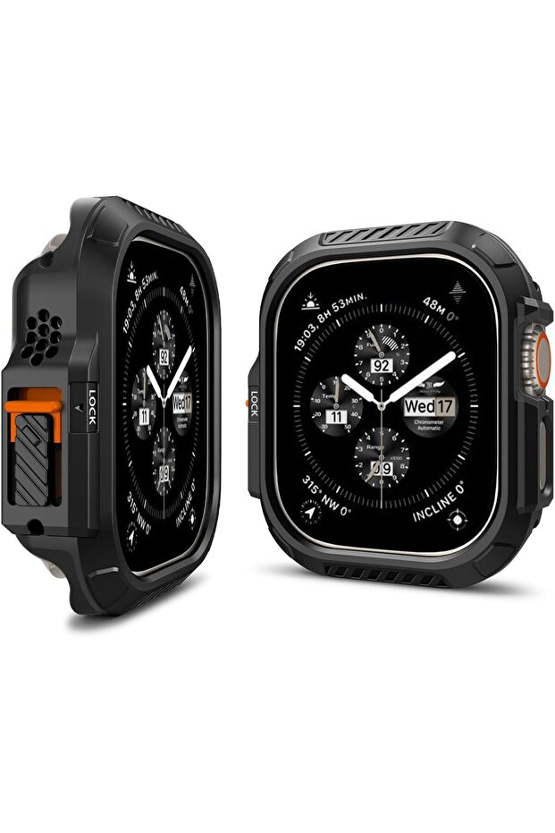 غطاء أسود بقطر 49 مم مصمم خصيصًا لساعة Watch Ultra 2/ Watch Ultra، مزود بنظام قفل آمن...