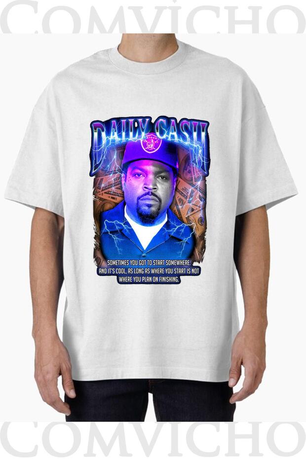 Unisex Daily Cash V1 Design Printed Oversize T-Shirt
