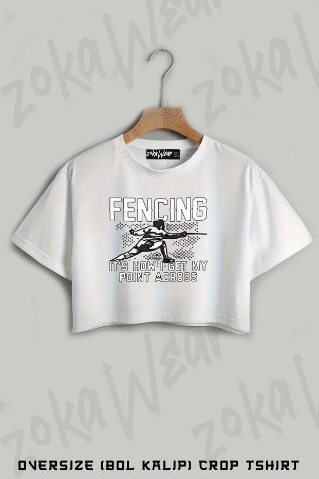 Fencing Printed Oversize Crop T-Shirt