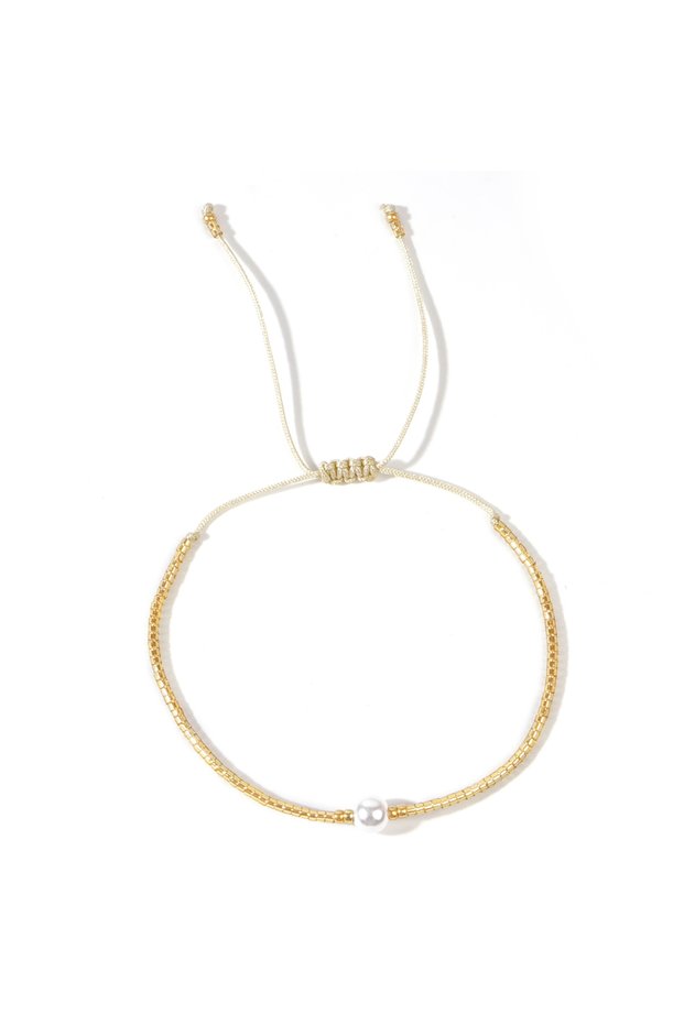 MI-B24052501A 1PC Fashion luxury 6mm imitation pearl beads beaded bracelet, suitable for summer leis