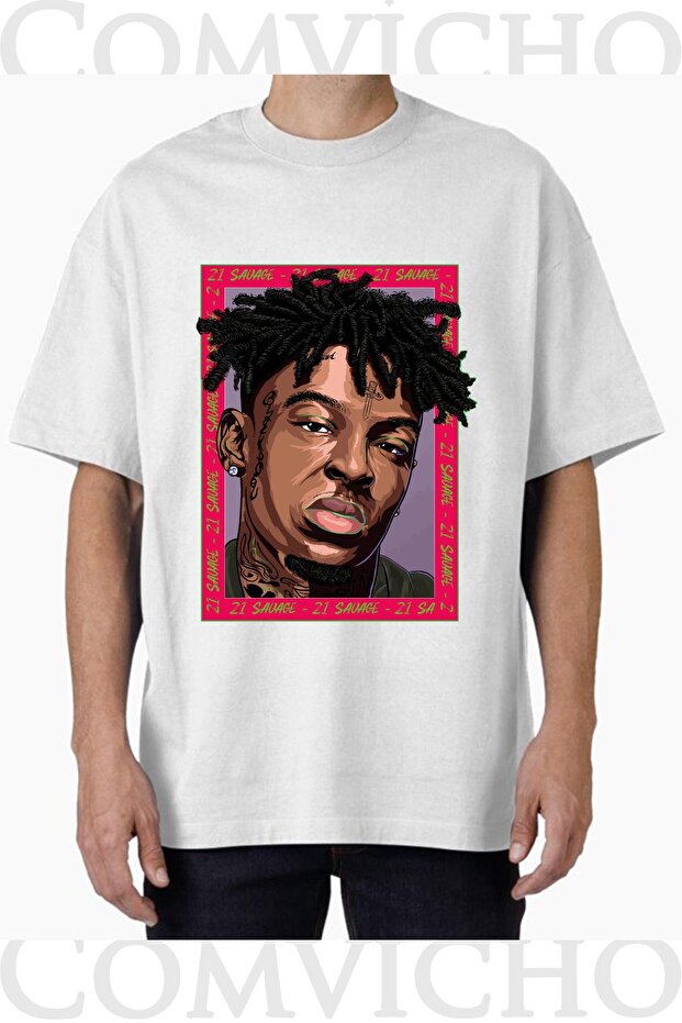 Unisex 21 Savage V2 Design Printed Oversize T-Shirt