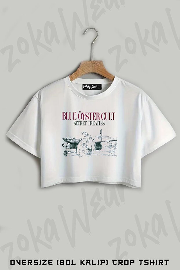 Blue Oyster Cult Secret Printed Oversize Crop T-Shirt