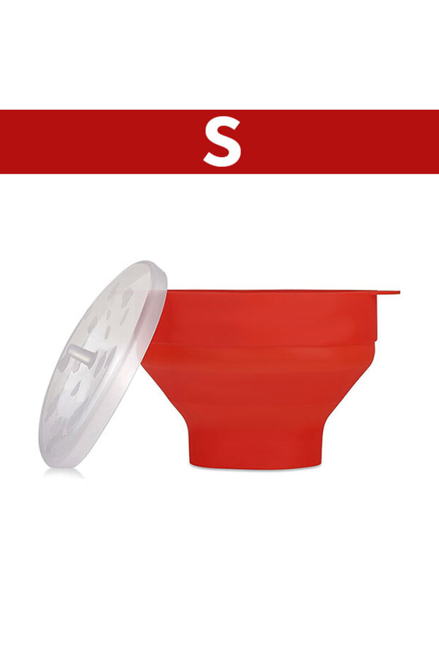 وعاء فشار قابل للطي من السيليكون S-Red مناسب للميكروويف، خالٍ من مادة BPA، مناسب للميكروويف