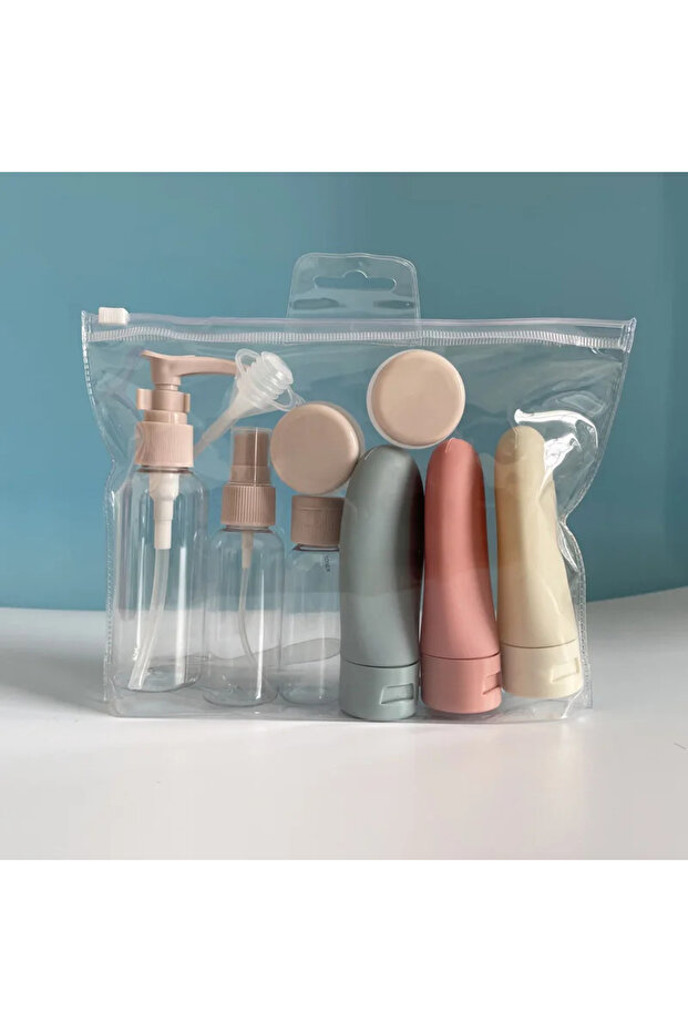 11pcs set 11pcs Travel Bottles Set With Storage Bag Travel Size Empty Liquid Cream Lotion Containers