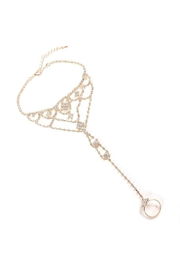 Gold-color 1PC Rhinestone Toe Chain Ankle Jewelry for Women Beach Ankle Jewelry for Girls