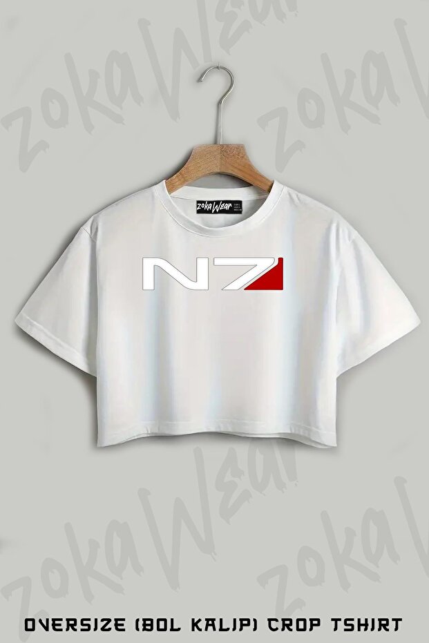 N7 Emblem, Mass Effect Printed Oversize Crop T-Shirt