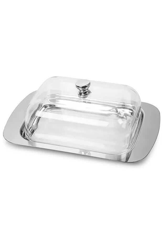 Transparent-lid JUSTINLAU Stainless Steel Butter Box Butter Box Solid Cheese Storage Box with Lid We