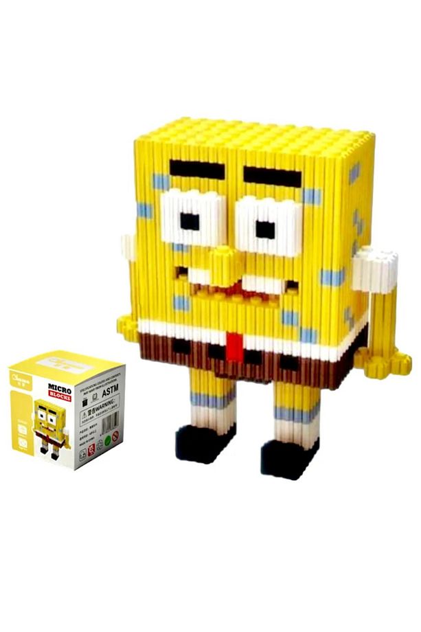 Sünger Bob Mini Blok Oyuncak 3D Karakter, 450 Parça, LEGO Uyumlu, Çocuk ve Koleksiyoncu Yapı Seti - 2