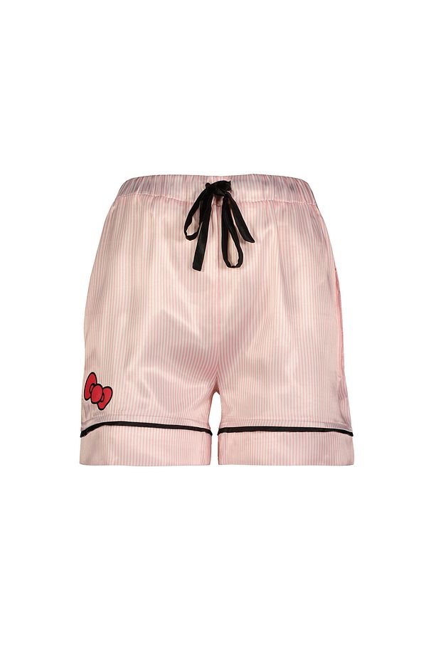 Lisanslı Düğmeli Kısa Kol Saten Şortlu Pijama Takımı Roz-70 - 6