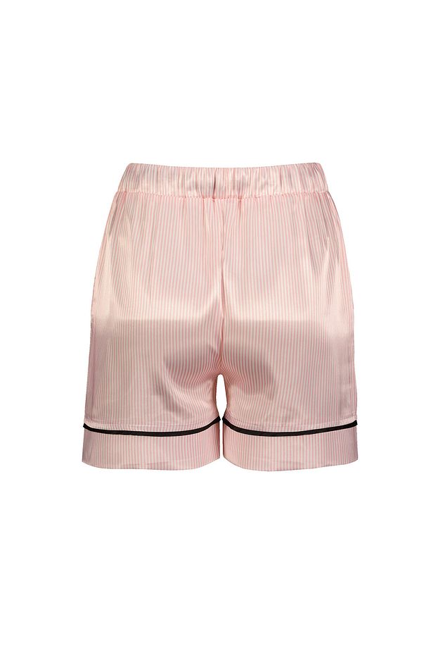 Lisanslı Düğmeli Kısa Kol Saten Şortlu Pijama Takımı Roz-70 - 8