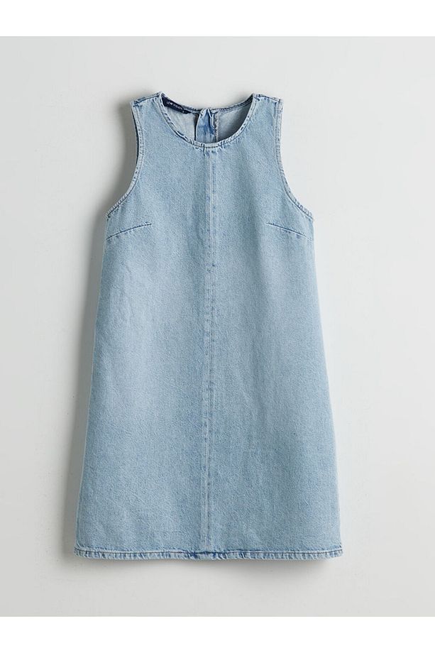 LCW Halter Yaka A Kesim Mini Jean Elbise - 5
