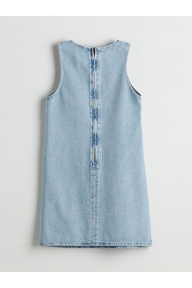 LCW Halter Yaka A Kesim Mini Jean Elbise - 6